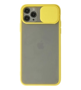 Newface Apple iPhone 11 Pro Max Kılıf Palm Buzlu Kamera Sürgülü Silikon - Sarı