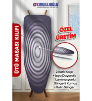Girdap Motif Çift Kat Keçe ve Süngerli Isıya Dayanıklı Ütü Masası Kılıfı