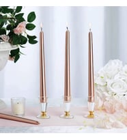 CHRISTMAS CANDLE METALLIC BRIGHT ROSE GOLD CANDLESTICK 10 ADET ROSE GOLD ŞAMDAN MUMU YILBAŞI MUMLARI