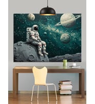 Uzay Giysili Astronot Dekoratif Kanvas - Mdf Ahşap Tablo