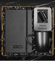 Kişiye Özel Defter &  32 GB Kişiye Özel Kutulu Usb Kalem & Siyah Kupa Hediye Seti