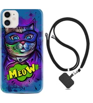 Apple iPhone 11 12 13 Mini Kılıf Boyun Askılı Silikon Super Meow 1715