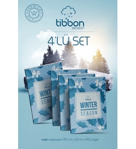 Tibbon Winter Season Midi Defter Dikişli 4'lü Set