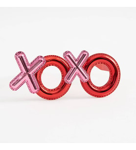 Kırmızı Renk Xoxo Yazılı Parti Gözlüğü 17x7 cm