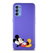 Oppo Reno 4 Soft Premier Kapak Mickey Mouse-F Tasarımlı Silikon Kılıf - Mor (Şeffaf)