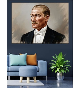 Mustafa Kemal Atatürk Biyografik Portre Dekoratif Kanvas - Mdf Ahşap Tablo