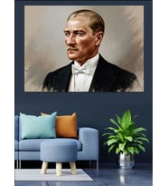 Mustafa Kemal Atatürk Biyografik Portre Dekoratif Kanvas - Mdf Ahşap Tablo