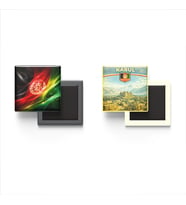 Buzdolap Magnetleri - Afganistan Bayrağı ve Kabil Retro Tema - 2'li Set Magneti