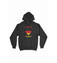 Stuttgart Almanya  Bayraklı Kalpli Siyah Sweatshirt Hoodie