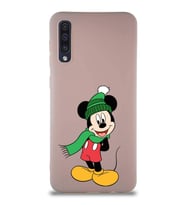 Samsung Galaxy A50S Soft Premier Kapak Mickey Mouse-G Tasarımlı Silikon Kılıf - Pudra (Şeffaf)