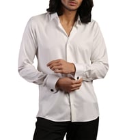 Krem Dar Kesim Micro Kumaş Kol Düğmeli Slim Fit Erkek Gömlek - 201-10