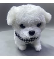 Sesli Havlayan Yürüyen Pilli Sevimli Oyuncak Peluş Köpek Emekleme Oyuncağı Arkadaşı Yürüteç (Beyaz)