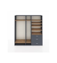 Hyperion Dolap 9 Raflı 3 Çekmeceli 3 Askılı 220x44x243 Antrasit-Çam/Antrasit