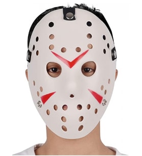 Beyaz Renk Kırmızı Çizgili Tam Yüz Hokey Jason Maskesi Hannibal Maskesi