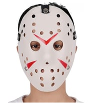 Beyaz Renk Kırmızı Çizgili Tam Yüz Hokey Jason Maskesi Hannibal Maskesi