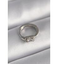 316L Çelik Gümüş Renk Kare Zirkon Taşlı Tragus Piercing 5886 - SSSSSS5422-2678
