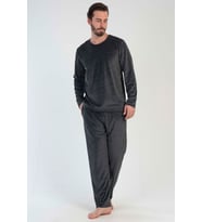 Erkek Kadife uzun Kol Pijama Takım
 (Renksiz)