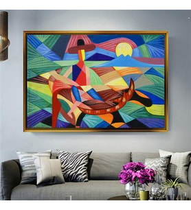 Altın Çerçeveli dekoratif tablo a908 (Gold)