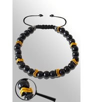 Sertifikalı Gold Çavuş Hematitli Siyah Obsidyen Taşı Bileklik - Ayarlamalı (Çok Renkli)
