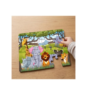 Safari Hayvanları - Safari Animals Tasarımlı 24 Parça Ahşap Çocuk Puzzle MPK1222