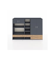 Hyperion Dolap 12 Raflı 4 Çekmeceli 4 Kapaklı 220x44x163 Antrasit-Antrasit/Çam
