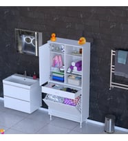 Modilayn AFRA 85x173x32,5cm 1 Çekmece, 2 Göz Sepet, 1 Kapak, 6 Raf Dar Alan Banyo Dolabı