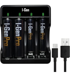 G421 4'lü Pil Şarj Aleti + 2 Adet AA Pro 2950 mAh + 2 Adet AAA Pro 1100 mAh Şarjlı Kalem Pilli Set 1.2V Ni-MH
