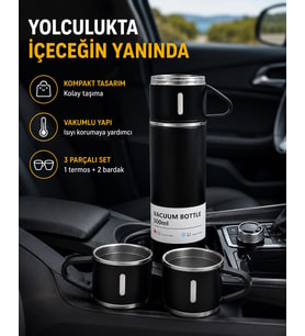 500 Ml Paslanmaz Çelik Termos Seti - Sızdırmaz, Vakumlu, Isı Koruma Özellikli, Taşınabilir Termos