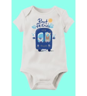 Unisex Bebek Beyaz Organik Baskılı Pamuklu Body