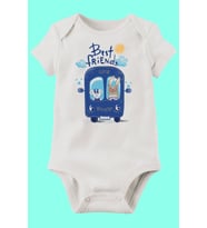 Unisex Bebek Beyaz Organik Baskılı Pamuklu Body