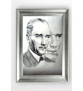 Gümüş Çerçeveli Atatürk Tablo a622
