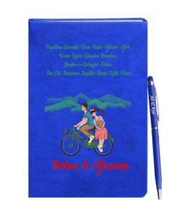 Sevgililer Gününe Özel Mavi Defter Kalem Hediye Seti 12