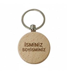 Kişiye Özel Yuvarlak Ahşap Anahtarlık – İsim Soyisim Yazılı Lazer Gravür Anahtarlık – Özel Tasarım Kişisel Hediye