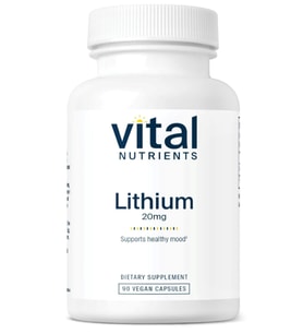Vital Nutrients Lithium Orotate 20mg  90 Capsules Memory, State of Mind, and Behavioral Health Gluten, Dairy, Soy Free (Renksiz)