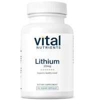Vital Nutrients Lithium Orotate 20mg  90 Capsules Memory, State of Mind, and Behavioral Health Gluten, Dairy, Soy Free (Renksiz)
