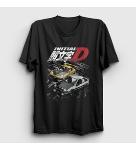 Presmono Unisex Siyah Poster Drift Anime Initial D T-Shirt 523741tt