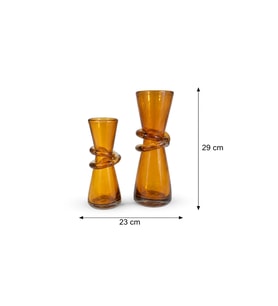 FİYONK BOĞUMLU 2Lİ VAZO AMBER 29x23 CM