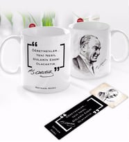 BK Gift Kişiye Özel İsimli Atatürk Temalı Kupa Bardak ve Ahşap Kitap Ayracı-10