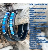 MAVİ AKİK DERİ EL YAPIMI ÇİFT BİLEKLİK