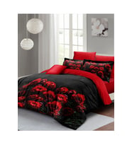 Sevgililer Günü Çift Kişilik Nevresim Takımı%100 Pamuk Saten Black Rose