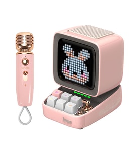 Divoom Ditoo 5-Mic Karaoke Mikrofonlu Uyarlanabilir Piksel Ekranlı Bluetooth Hoparlör, Pembe