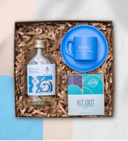 Kişiye Özel Fincan, Türk Kahvesi , 200ML İncir Kolonyası,  Hediye Seti / Mavi