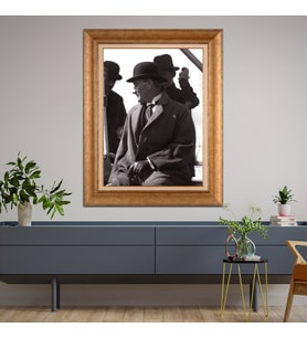 Altın Varaklı Çerçeveli Paspartulu Atatürk Tablo DC0851 (Gold)