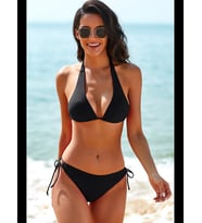 Fantezia Night Kadın Fuşya Belden, Boyundan Bağlamalı ve Ayarlanabilir Külotlu Üçgen Bikini Mayo Takımı