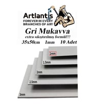 Mukavva Gri 1 mm 35x50 cm 10 Adet Sert Karton Ekstra Sıkıştırılmış 35*50 Mukavva Gri Renkli 10 Adet