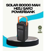 80000 mAh Güneş Enerjili Powerbank 4 Kablolu Type C Lightning Micro USB