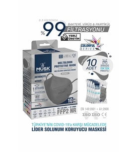 Musk FFP2/N95  maske gri 10 adet