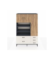 Hyperion Dolap 9 Raflı 5 Çekmeceli 3 Kapaklı 132x44x195 Antrasit-Çam/Aytaşı