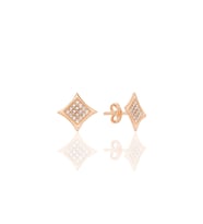 Gümüş rose zirkon taşlı şık kare kadın küpe SGTL12661ROSE