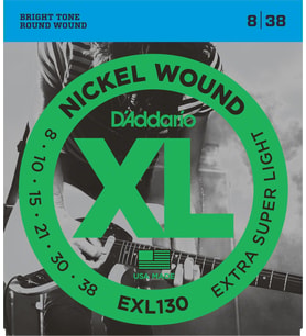 D'Addario EXL130 XL Nickel Serisi Elektro Gitar Tel Seti (Extra Super Light - 08-38 - Nickel Wound)